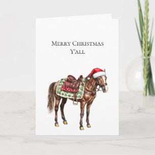 Tarjeta Navidades occidentales Caballo de Vaquero Rojo
