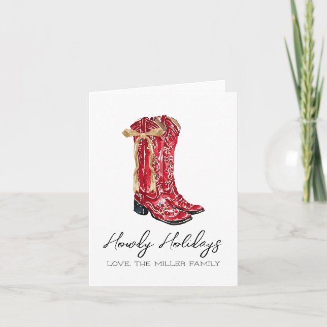 Tarjeta Navidades occidentales de Howdy Holidays (Anverso)