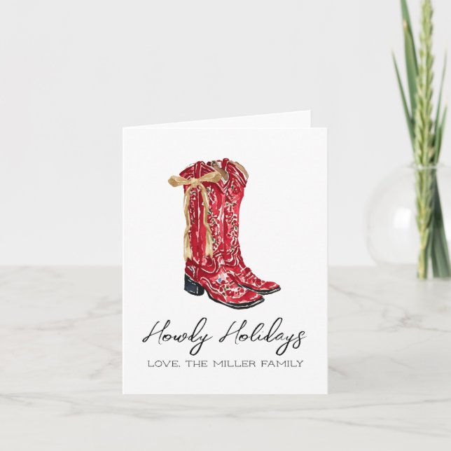 Tarjeta Navidades occidentales de Howdy Holidays (Anverso)