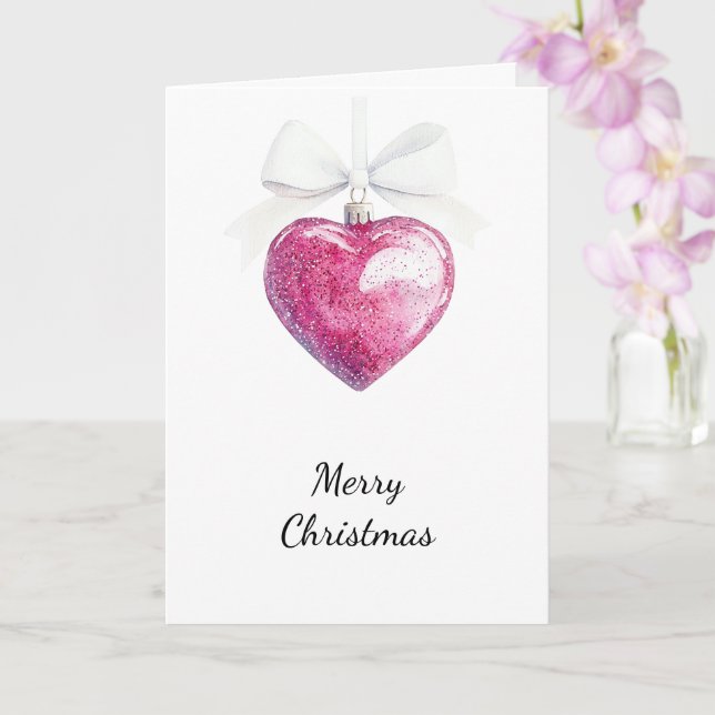 Tarjeta Navidades ornamentos de glam de plata rosada (Orquídea)