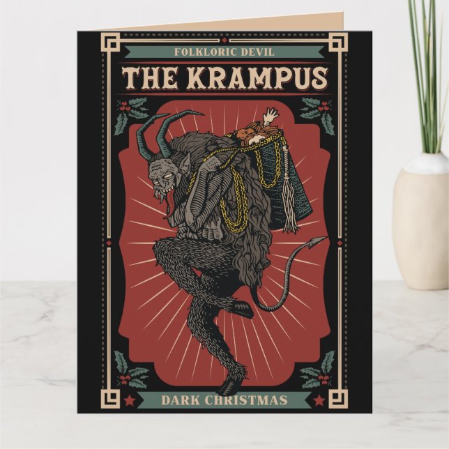 Tarjeta Navidades oscuros El diablo folklórico Krampus Bol (Anverso)