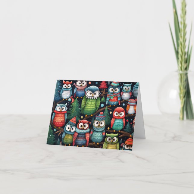 Tarjeta Navidades Owls (Anverso)