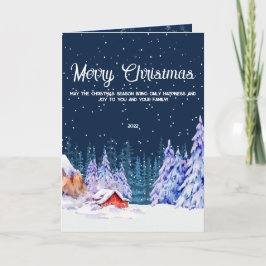 Tarjeta Navidades paisajistas de árboles nevados en invier