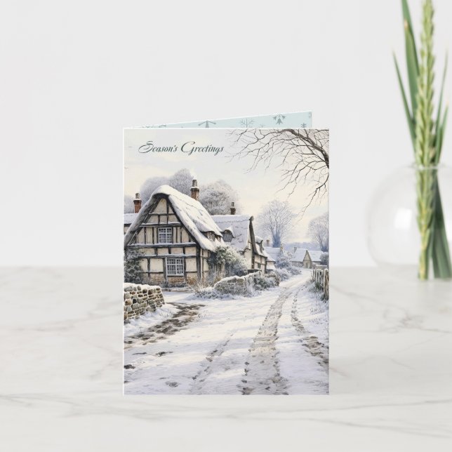 Tarjeta Navidades paisajistas de la nieve artesanal (Anverso)