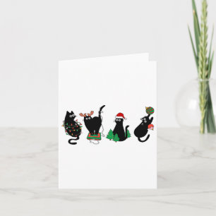 Tarjeta Navidades Pajama de la familia Black Cat Lover