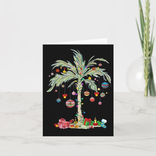Tarjeta Navidades Palm Tree Tropical Xmas Beach Florida Ha (Anverso)