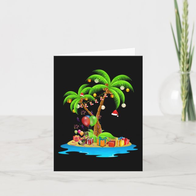 Tarjeta Navidades Palm Tree Tropical Xmas Coconut (Anverso)