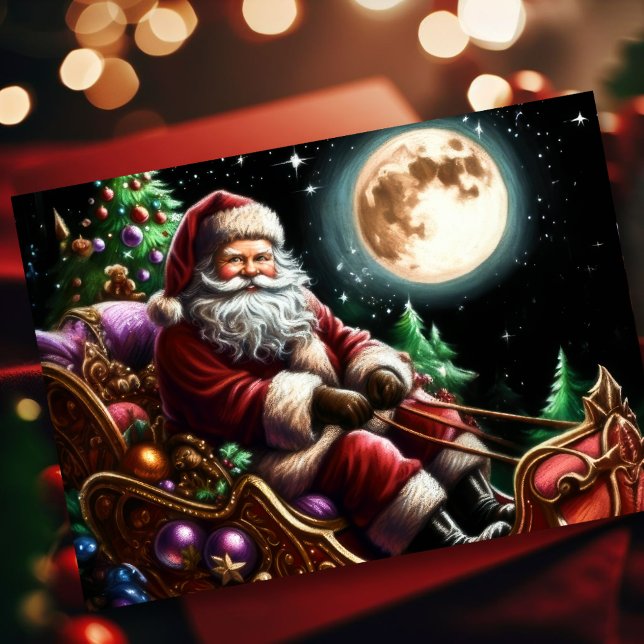 Tarjeta Navidades Pastel Holiday Santa Claus Sleigh (Subido por el creador)