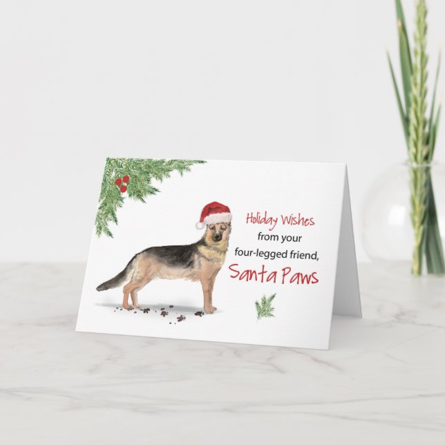 Tarjeta Navidades pastores alemanes de perro en el gracios (Anverso)