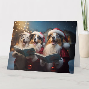Tarjeta Navidades pastores australianos cargan con diversi