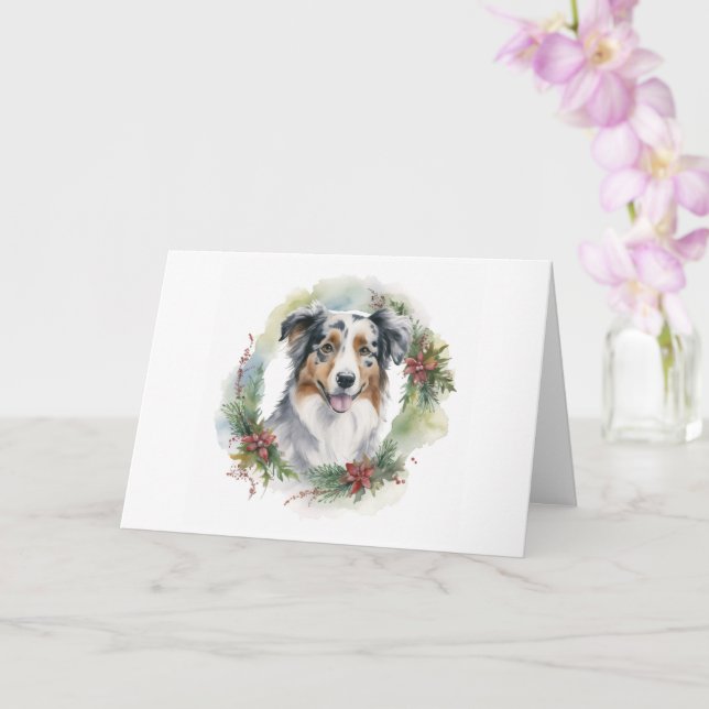 Tarjeta Navidades pastores australianos de crêt Wreath (Orquídea)