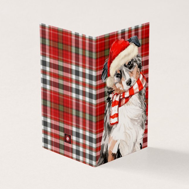 Tarjeta Navidades Pastores Australianos Juegan Feriado (Exterior)
