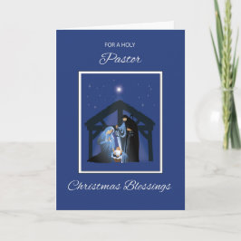 Tarjeta Navidades pastores bendiciendo a Manger sobre el a