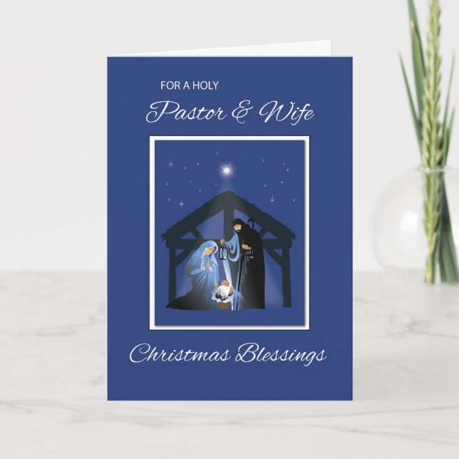 Tarjeta Navidades pastores y esposas bendiciendo a Manger  (Anverso)