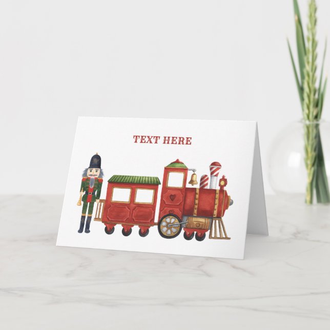 Tarjeta Navidades peatones con tren (Anverso)