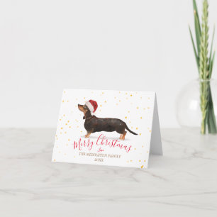 Tarjeta Navidades Perro Dachshund Oro Foto Merry