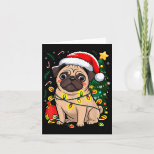 Tarjeta Navidades Perro Santa Cláusula Pug Puppy X-mas