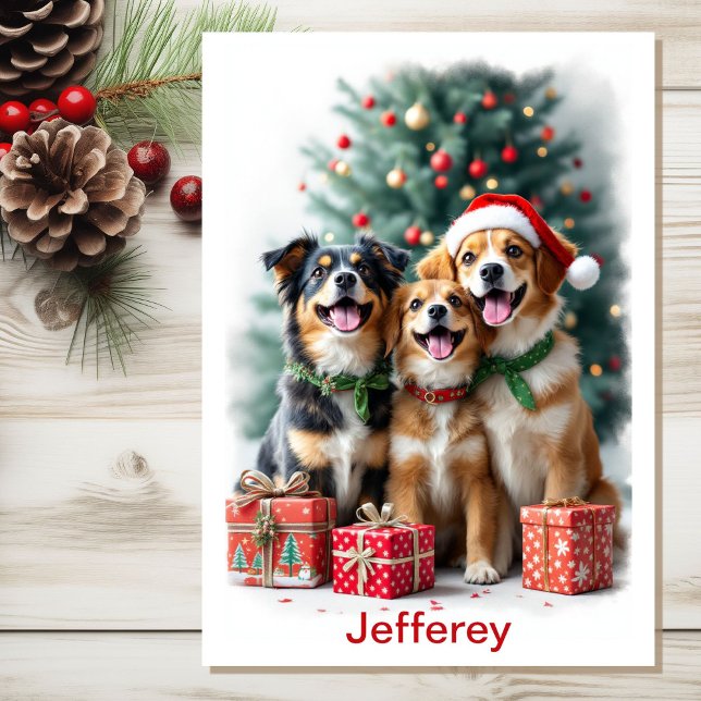 Tarjeta Navidades Perros añaden el nombre del niño su firm (Subido por el creador)