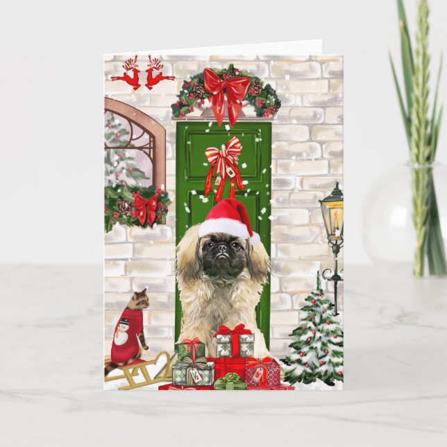 Tarjeta Navidades Perros de Pekín (Anverso)