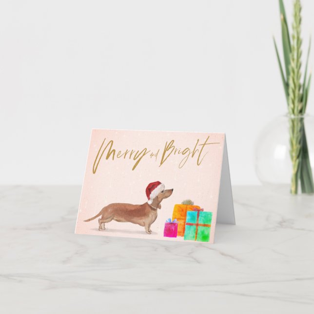 Tarjeta Navidades Perros Regalos Merry Bright Card (Anverso)
