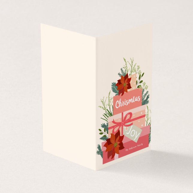 Tarjeta Navidades Personalización de poinsettia roja de al (Exterior)