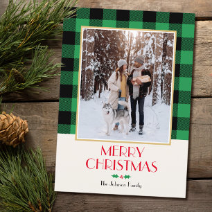 Tarjeta Navidades Personalizado de familia foto Rustic Gre