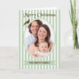 Tarjeta Navidades Personalizado foto Vieja franjas verdes
