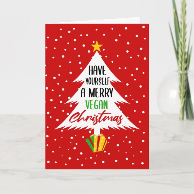 Tarjeta Navidades personalizado Merry Vegan (Anverso)