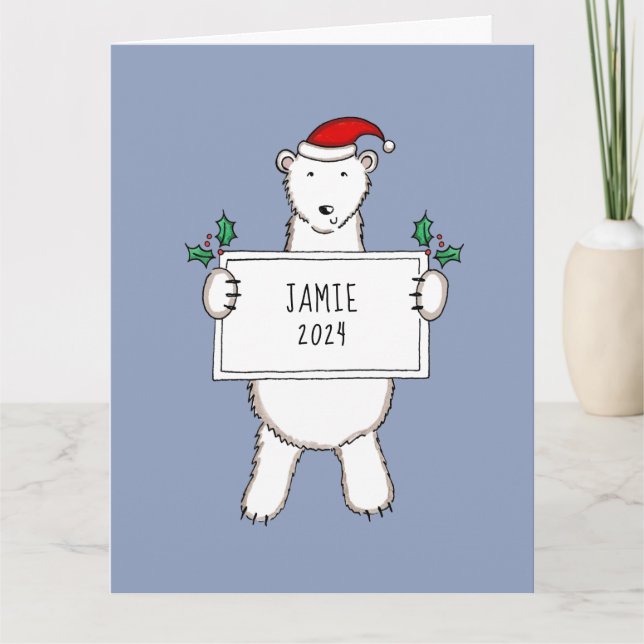 Tarjeta Navidades personalizados bebé oso polar (Anverso)