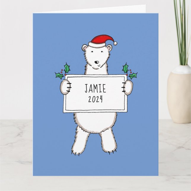 Tarjeta Navidades personalizados bebé oso polar (Anverso)