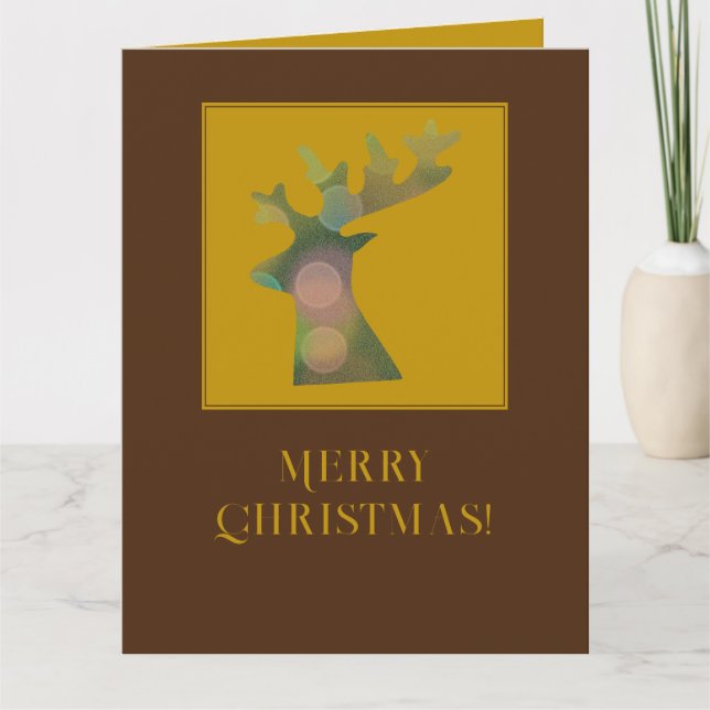 Tarjeta Navidades personalizados Cabeza de reno Bronce pro (Anverso)