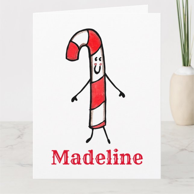 Tarjeta Navidades personalizados Candy Cane (Anverso)