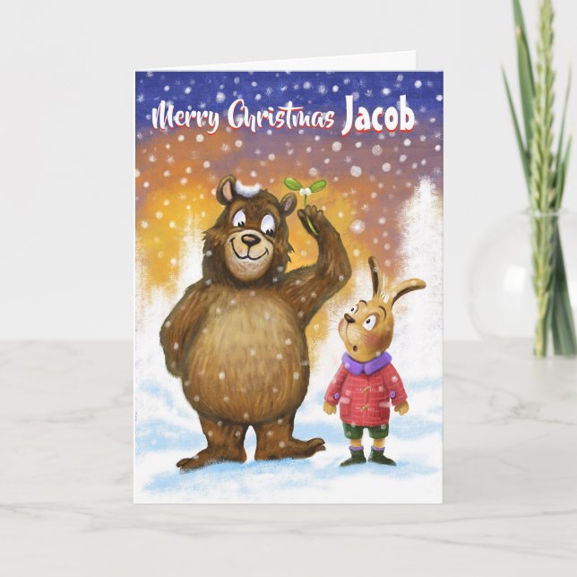 Tarjeta Navidades personalizados cargan "Con amor a los Na (Anverso)