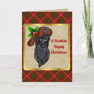 Tarjeta Navidades personalizados de Bruce Badge y Tartan