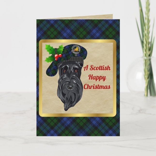 Tarjeta Navidades personalizados de Campbell Badge y Tartá (Anverso)