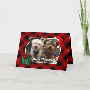 Tarjeta Navidades personalizados fotograma rojo y negro
