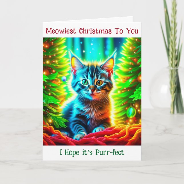 Tarjeta Navidades personalizados gatitos y feliz año nuevo (Anverso)