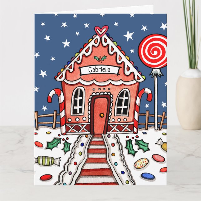 Tarjeta Navidades personalizados Gingerbread House (Anverso)