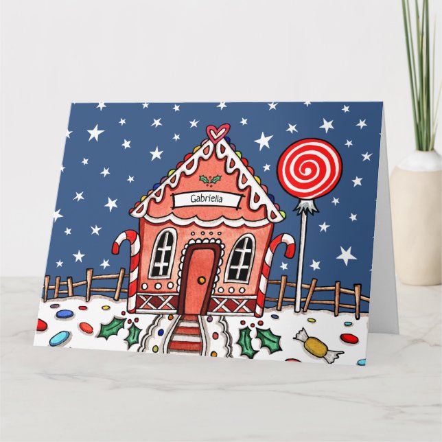 Tarjeta Navidades personalizados Gingerbread House (Anverso)