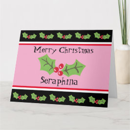 Tarjeta Navidades personalizados Holly & Berries