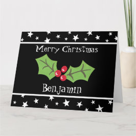 Tarjeta Navidades personalizados Holly & Berries