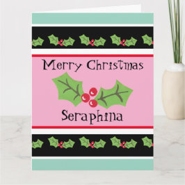 Tarjeta Navidades personalizados Holly & Berries