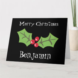 Tarjeta Navidades personalizados Holly & Berries