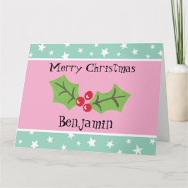 Tarjeta Navidades personalizados Holly & Berries
