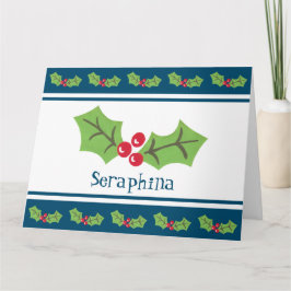 Tarjeta Navidades personalizados Holly & Berries