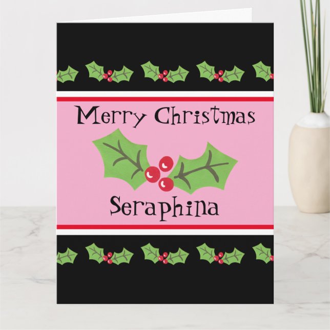 Tarjeta Navidades personalizados Holly & Berries (Anverso)