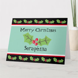 Tarjeta Navidades personalizados Holly & Berries
