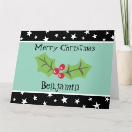 Tarjeta Navidades personalizados Holly & Berries