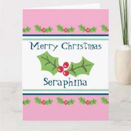 Tarjeta Navidades personalizados Holly & Berries
