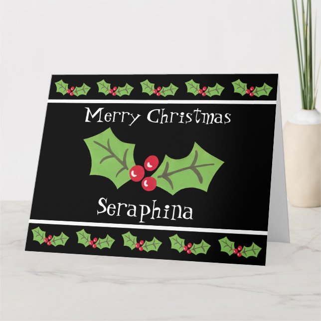Tarjeta Navidades personalizados Holly & Berries (Anverso)